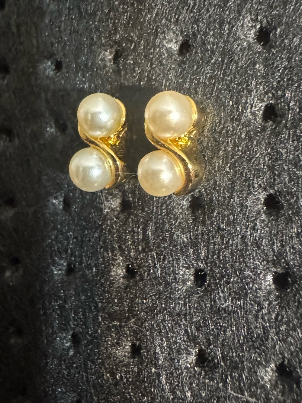 Gold-Tone Pearl Double-Stud Earrings - Cream Pearls